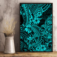 Hawaii Shark Canvas Wall Art Polynesian Pattern Turquoise Version LT01 - Polynesian Pride