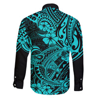 Hawaii Shark Family Matching Summer Maxi Dress and Hawaiian Shirt Polynesian Pattern Turquoise Version LT01 - Polynesian Pride