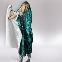 Hawaii Shark Hooded Blanket Polynesian Pattern Turquoise Version LT01 - Polynesian Pride