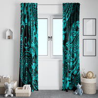 Hawaii Shark Window Curtain Polynesian Pattern Turquoise Version LT01 - Polynesian Pride