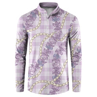 Pua Kalaunu Lei Button Sweatshirt Palaka Pattern