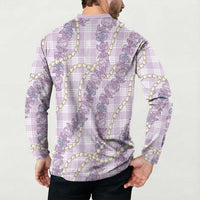 Pua Kalaunu Lei Button Sweatshirt Palaka Pattern