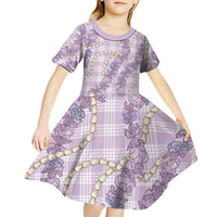 Pua Kalaunu Lei Kid Short Sleeve Dress Palaka Pattern