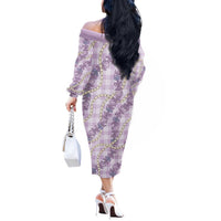 Pua Kalaunu Lei Off The Shoulder Long Sleeve Dress Palaka Pattern