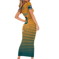 Custom Rugby Australia Family Matching Short Sleeve Bodycon Dress and Hawaiian Shirt Junior Wallabies Go Champions LT01 - Polynesian Pride