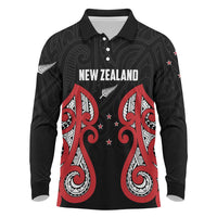 Custom Rugby New Zealand Long Sleeve Polo Shirt Baby Black Go Champions