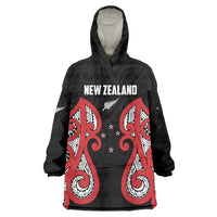 Custom Rugby New Zealand Wearable Blanket Hoodie Baby Black Go Champions