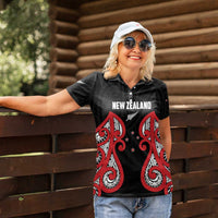 Custom Rugby New Zealand Women Polo Shirt Baby Black Go Champions