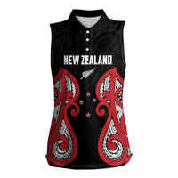 Custom Rugby New Zealand Women Sleeveless Polo Shirt Baby Black Go Champions