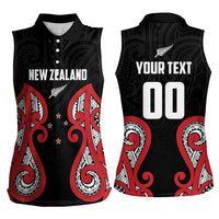 Custom Rugby New Zealand Women Sleeveless Polo Shirt Baby Black Go Champions