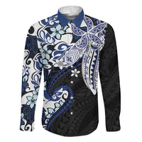 Monstera Plumeria Flowers Blue Family Matching Mermaid Dress and Hawaiian Shirt Polynesian Pattern