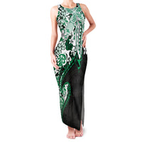 Monstera Plumeria Flowers Green Family Matching Tank Maxi Dress and Hawaiian Shirt Polynesian Pattern LT01 Mom's Dress Green - Polynesian Pride