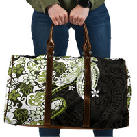 Monstera Plumeria Flowers Olive Green Travel Bag Polynesian Pattern