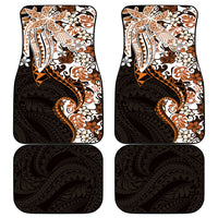Monstera Plumeria Flowers Orange Car Mats Polynesian Pattern