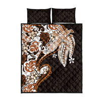 Monstera Plumeria Flowers Orange Quilt Bed Set Polynesian Pattern