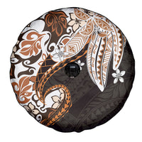 Monstera Plumeria Flowers Orange Spare Tire Cover Polynesian Pattern