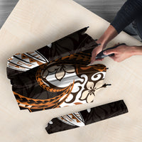 Monstera Plumeria Flowers Orange Umbrella Polynesian Pattern