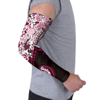 Monstera Plumeria Flowers Pink Arm Sleeves Polynesian Pattern
