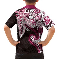 Monstera Plumeria Flowers Pink Family Matching Off Shoulder Maxi Dress and Hawaiian Shirt Polynesian Pattern