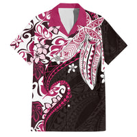 Monstera Plumeria Flowers Pink Family Matching Summer Maxi Dress and Hawaiian Shirt Polynesian Pattern