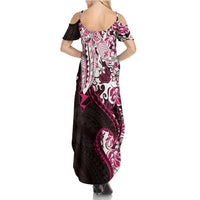 Monstera Plumeria Flowers Pink Family Matching Summer Maxi Dress and Hawaiian Shirt Polynesian Pattern