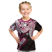 Monstera Plumeria Flowers Pink Kid T Shirt Polynesian Pattern