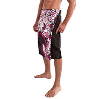 Monstera Plumeria Flowers Pink Lavalava Polynesian Pattern