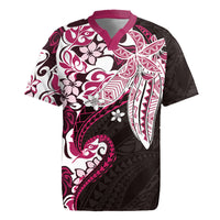 Monstera Plumeria Flowers Pink Rugby Jersey Polynesian Pattern