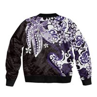 Monstera Plumeria Flowers Purple Bomber Jacket Polynesian Pattern