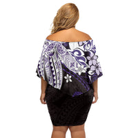 Monstera Plumeria Flowers Purple Family Matching Off Shoulder Short Dress and Hawaiian Shirt Polynesian Pattern LT01 - Polynesian Pride