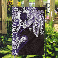 Monstera Plumeria Flowers Purple Garden Flag Polynesian Pattern