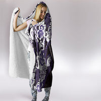 Monstera Plumeria Flowers Purple Hooded Blanket Polynesian Pattern
