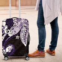 Monstera Plumeria Flowers Purple Luggage Cover Polynesian Pattern