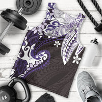 Monstera Plumeria Flowers Purple Men Tank Top Polynesian Pattern