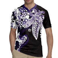 Monstera Plumeria Flowers Purple Rugby Jersey Polynesian Pattern