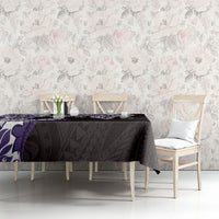 Monstera Plumeria Flowers Purple Tablecloth Polynesian Pattern
