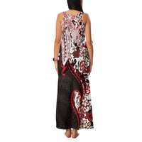 Monstera Plumeria Flowers Red Family Matching Tank Maxi Dress and Hawaiian Shirt Polynesian Pattern