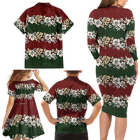 Hawaiian Hibiscus Christmas Color Family Matching Long Sleeve Bodycon Dress and Hawaiian Shirt Unique LT01 - Polynesian Pride