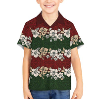 Hawaiian Hibiscus Christmas Color Family Matching Off The Shoulder Long Sleeve Dress and Hawaiian Shirt Unique LT01 Son's Shirt Red - Polynesian Pride
