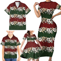Hawaiian Hibiscus Christmas Color Family Matching Short Sleeve Bodycon Dress and Hawaiian Shirt Unique LT01 - Polynesian Pride