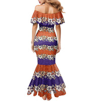 Hawaiian Hibiscus Family Matching Mermaid Dress and Hawaiian Shirt Orange and Purple Unique