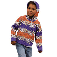 Hawaiian Hibiscus Kid Hoodie Orange and Purple Unique