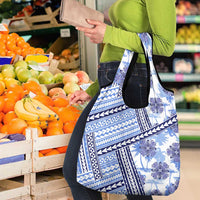 Hawaii Quilt Grocery Bag Kakau Polynesian Pattern Blue Version
