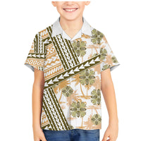 Hawaii Quilt Family Matching Mermaid Dress and Hawaiian Shirt Kakau Polynesian Pattern Gold Version LT01 Son's Shirt Gold - Polynesian Pride