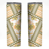 Hawaii Quilt Skinny Tumbler Kakau Polynesian Pattern Gold Version