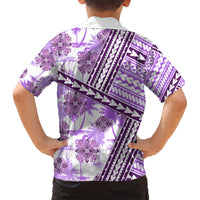 Hawaii Quilt Kid Hawaiian Shirt Kakau Polynesian Pattern Lilac Version LT01 - Polynesian Pride