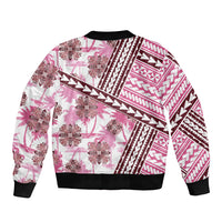 Hawaii Quilt Sleeve Zip Bomber Jacket Kakau Polynesian Pattern Mauve Pink Version LT01 - Polynesian Pride