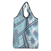 Hawaii Quilt Grocery Bag Kakau Polynesian Pattern Sky Blue Version