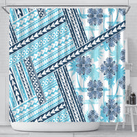 Hawaii Quilt Shower Curtain Kakau Polynesian Pattern Sky Blue Version LT01 - Polynesian Pride