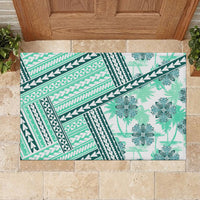 Hawaii Quilt Rubber Doormat Kakau Polynesian Pattern Teal Version LT01 - Polynesian Pride